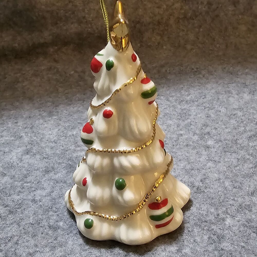 Lenox China Decorated Christmas Tree with Gold Trim & Star Ornament